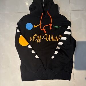 Off-White Black Hoodie with Orange Accents